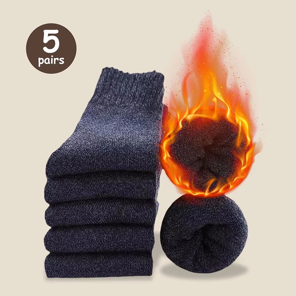 Men's Thick Thermal Socks Mid Calf Warm Cushion Boot Socks 3 to 5 Pairs