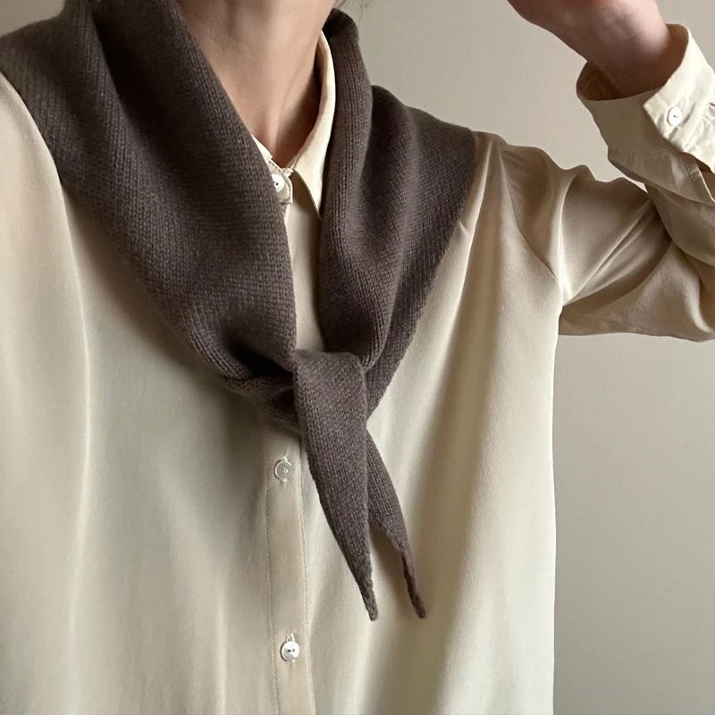 Australian Wool Knitted Triangle Scarf – Women's Warm Autumn Winter Neck Shawl