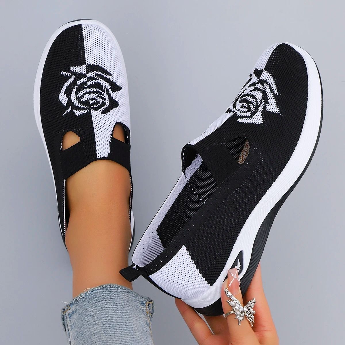 Womens Summer Breathable Mesh Flat Shoes Casual Sneakers