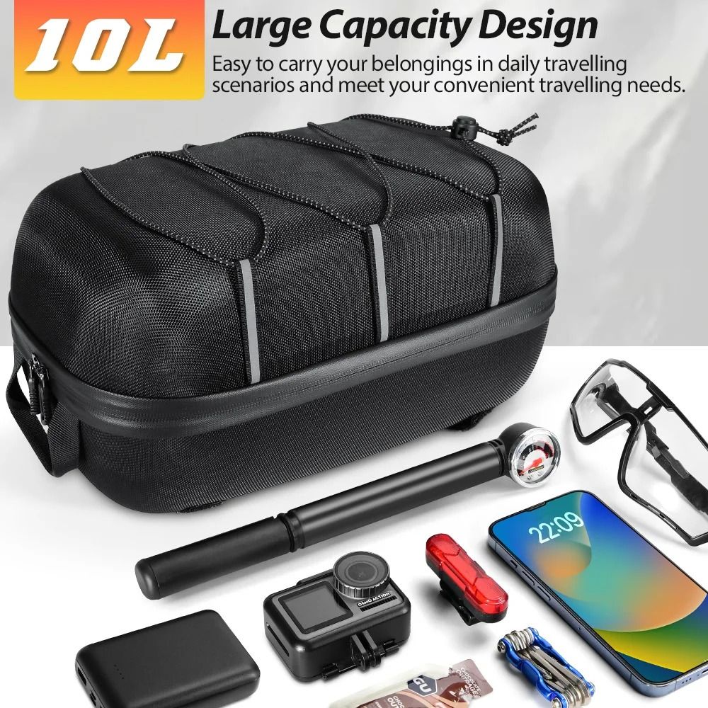 Waterproof Rear Seat Bicycle Bag Large Capacity Trunk Pannier with Hard Shell Design