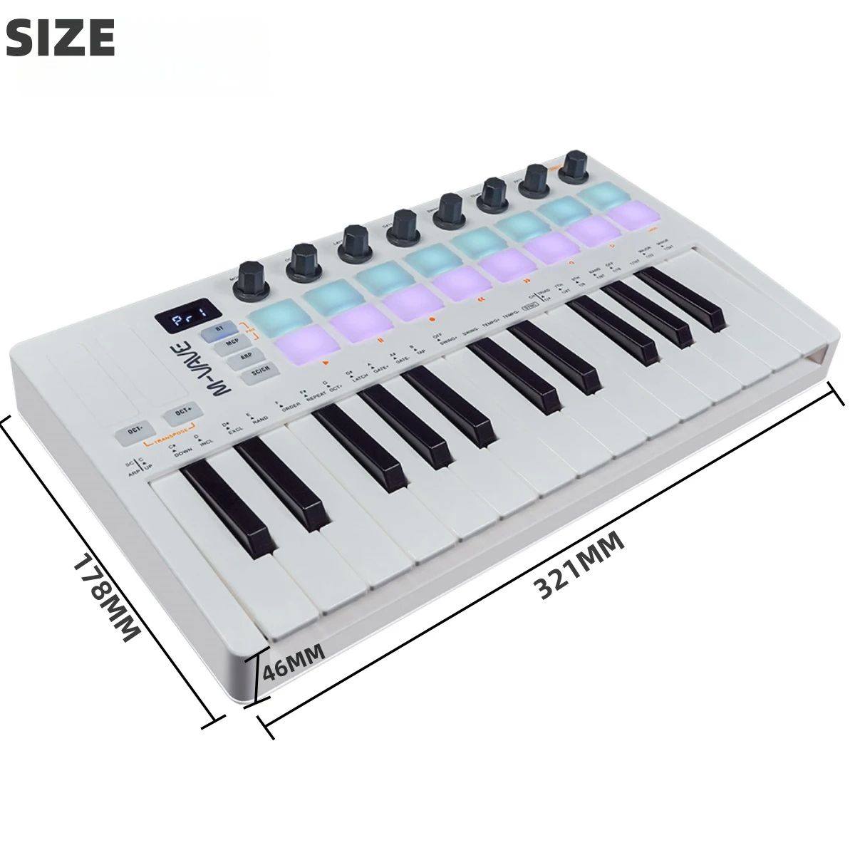 Pad Controller Keyboard USB Key with Drum Pads, 8 Knobs, Music Production Software, Wireless Bluetooth MIDI Keyboard