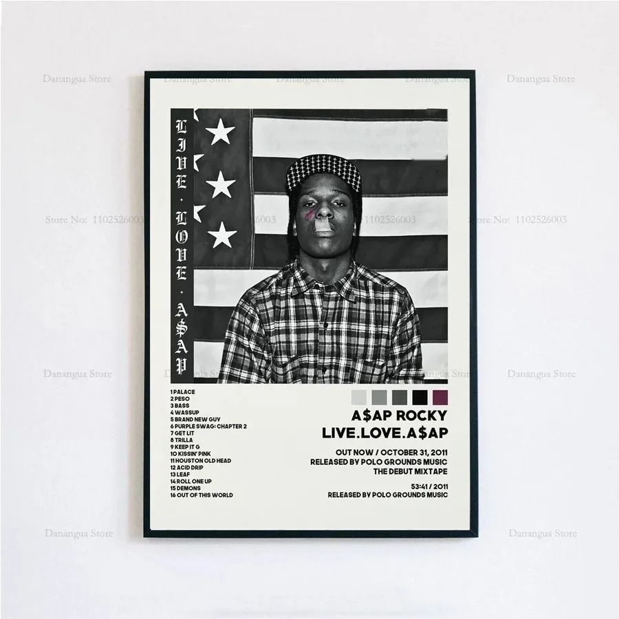 ASAP Rocky Poster Hip Hop Album Cover Wall Art Music Poster Print