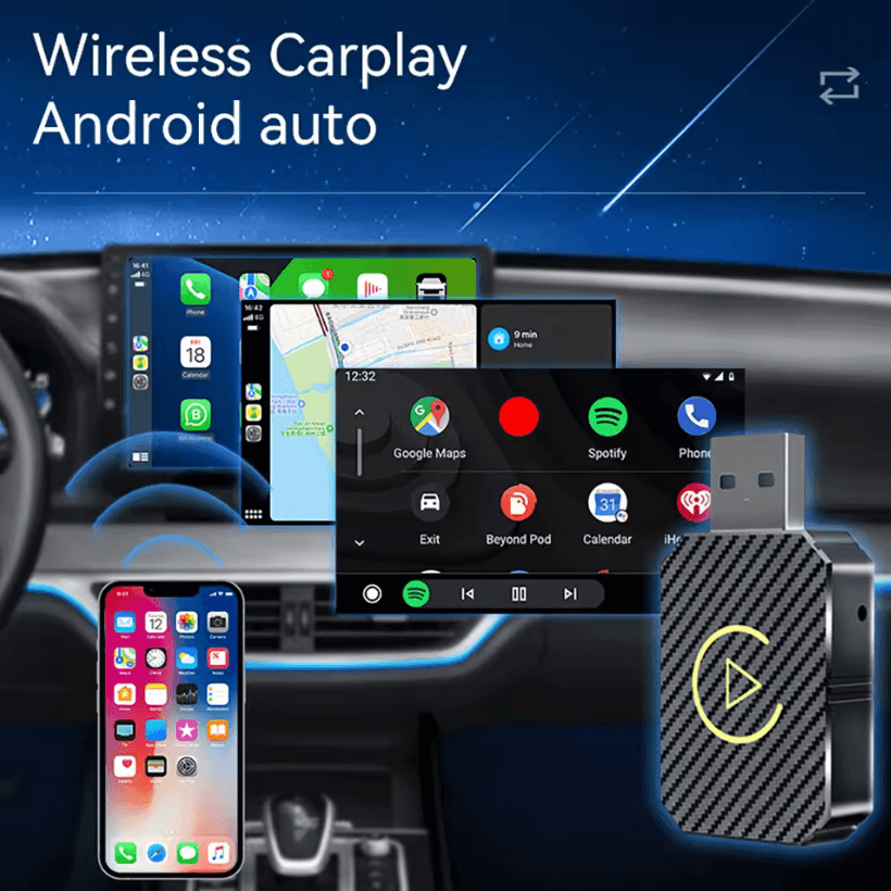 2-in-1 Wireless CarPlay and Android Auto Adapter Bluetooth 5.0 Plug and Play