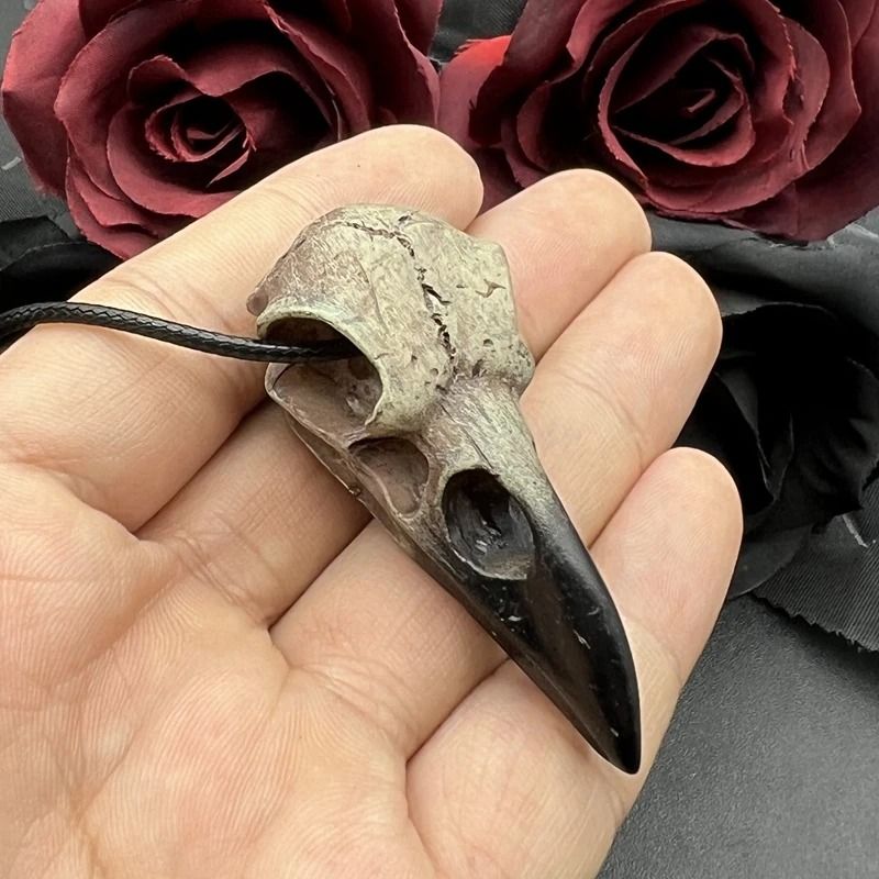 3D Gothic Raven Skull Necklace Replica in Resin for Halloween or Everyday Wear