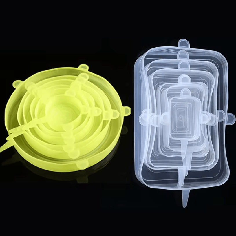 6 Pcs Silicone Cover Stretch Lids Universal Adaptable Kitchen Bowl Caps