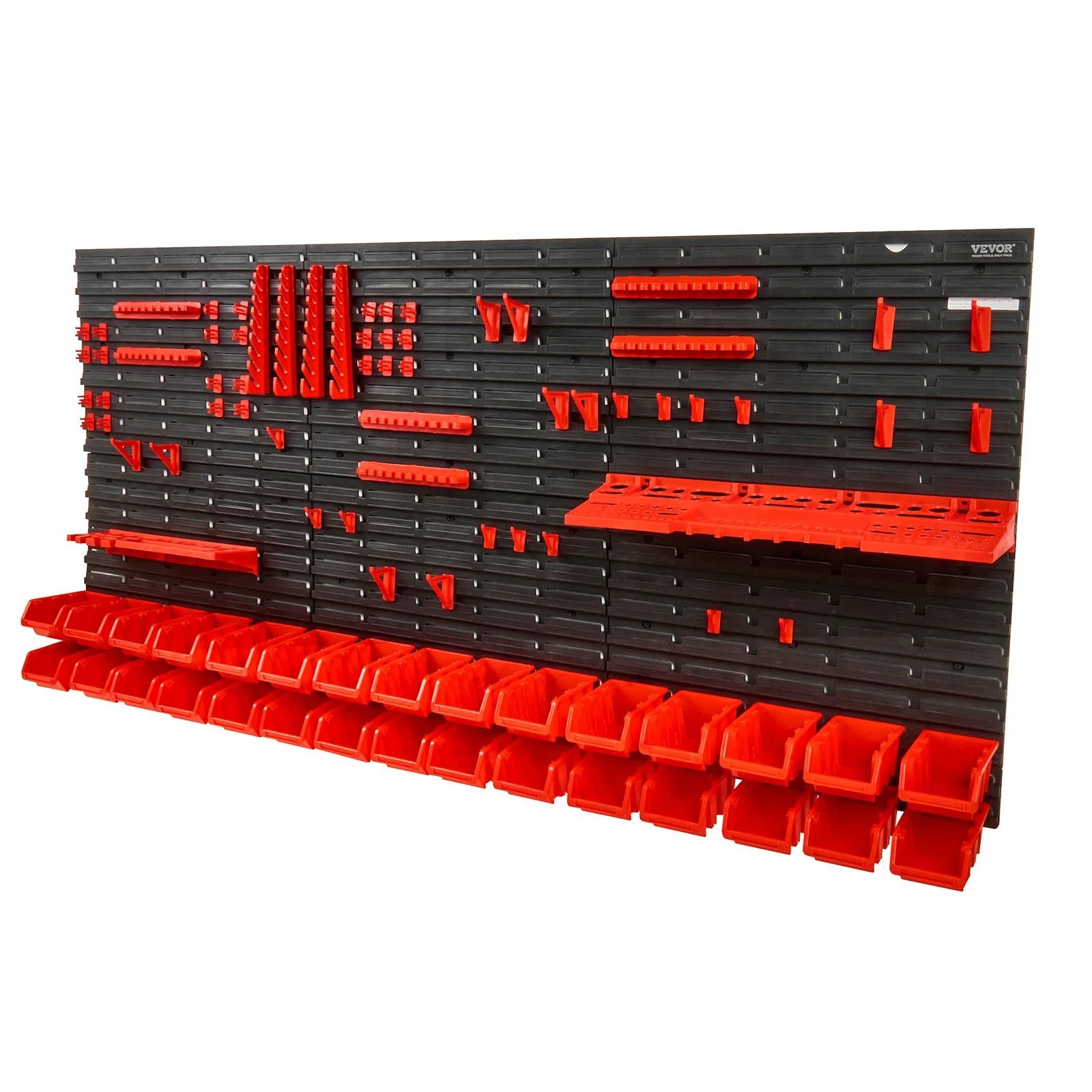 SucceBuy Wall Mounted Storage Bins Garage Parts Organizer with Panels and Hooks