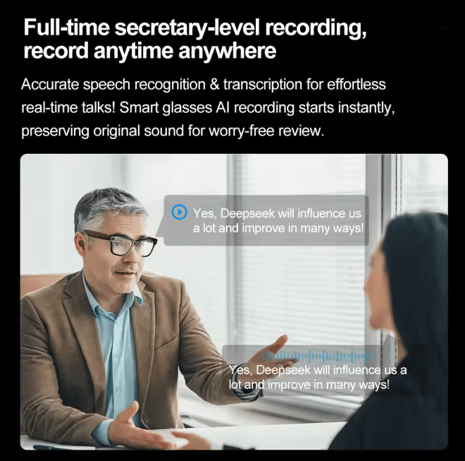 VisionPro AI Camera Smart Glasses with Translation and Call Function