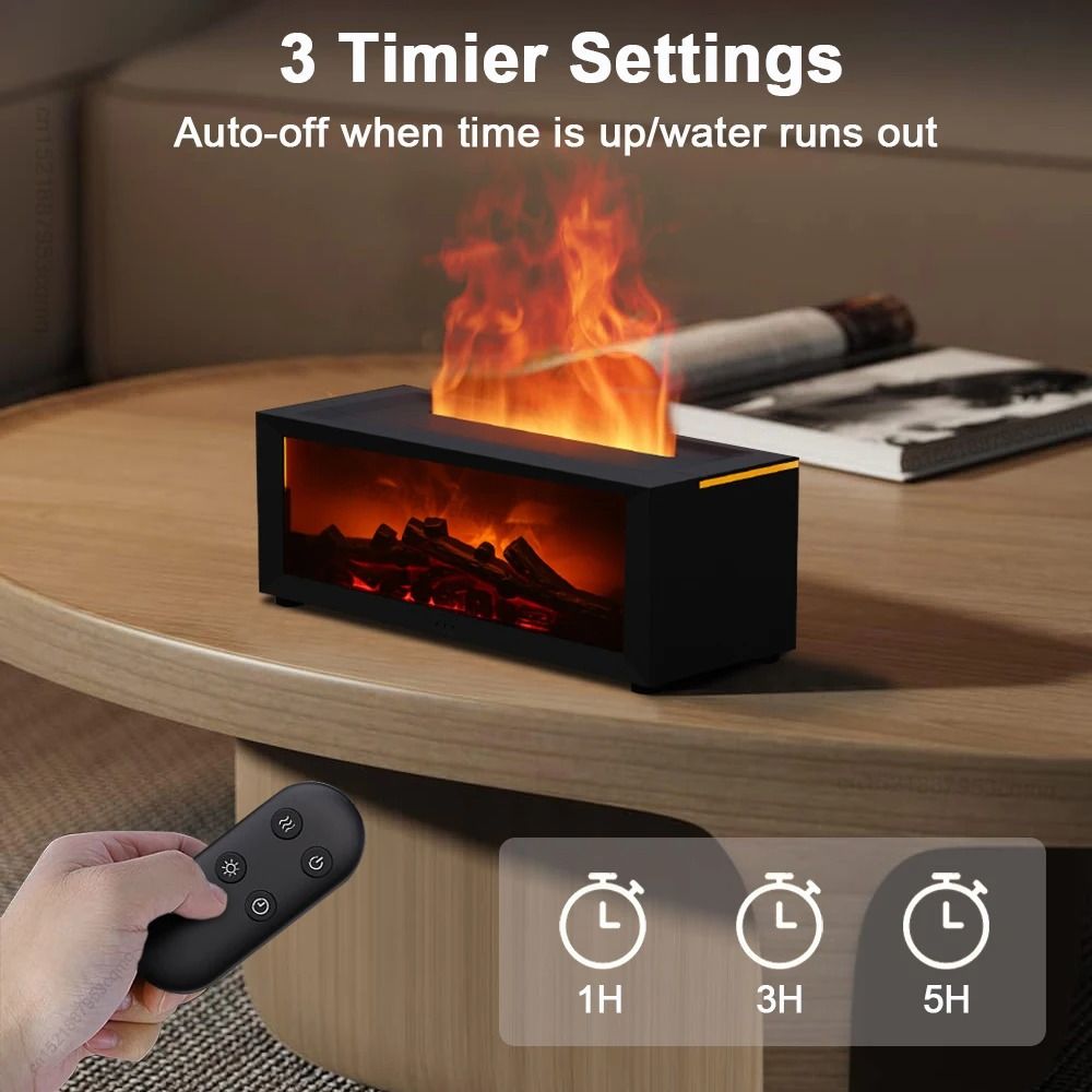 Flame Effect Aroma Humidifier Essential Oil Diffuser with RGB Light and Remote Control