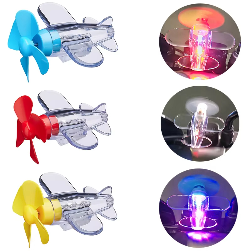 Wind Powered LED Airplane Ornament for Motorcycles, Handbar Car Rearview Mirror, Rotating LED Lights Decoration