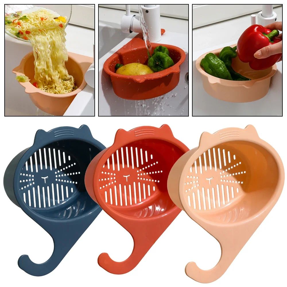 Cat Shape Sink Drain Basket Faucet Organizer