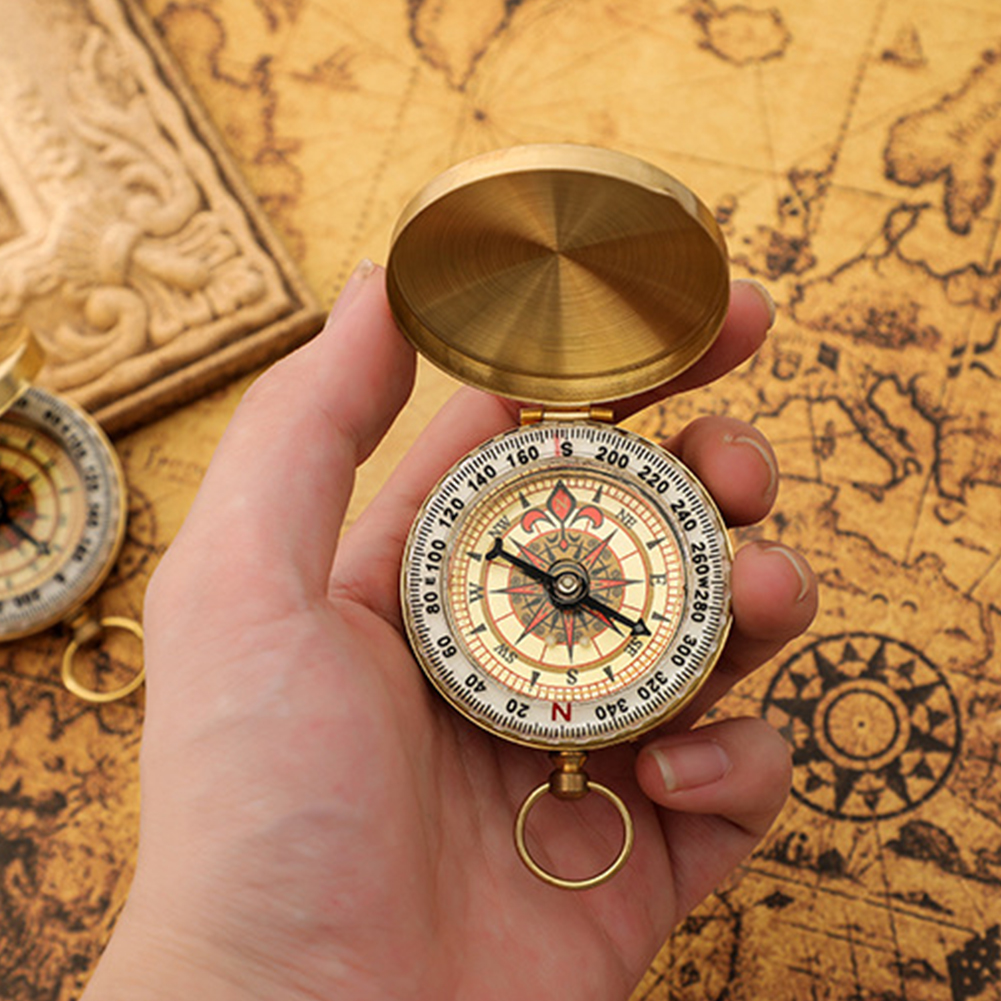Pure Copper Camping Compass  Portable Hiking Navigation Tool for Outdoor Adventures