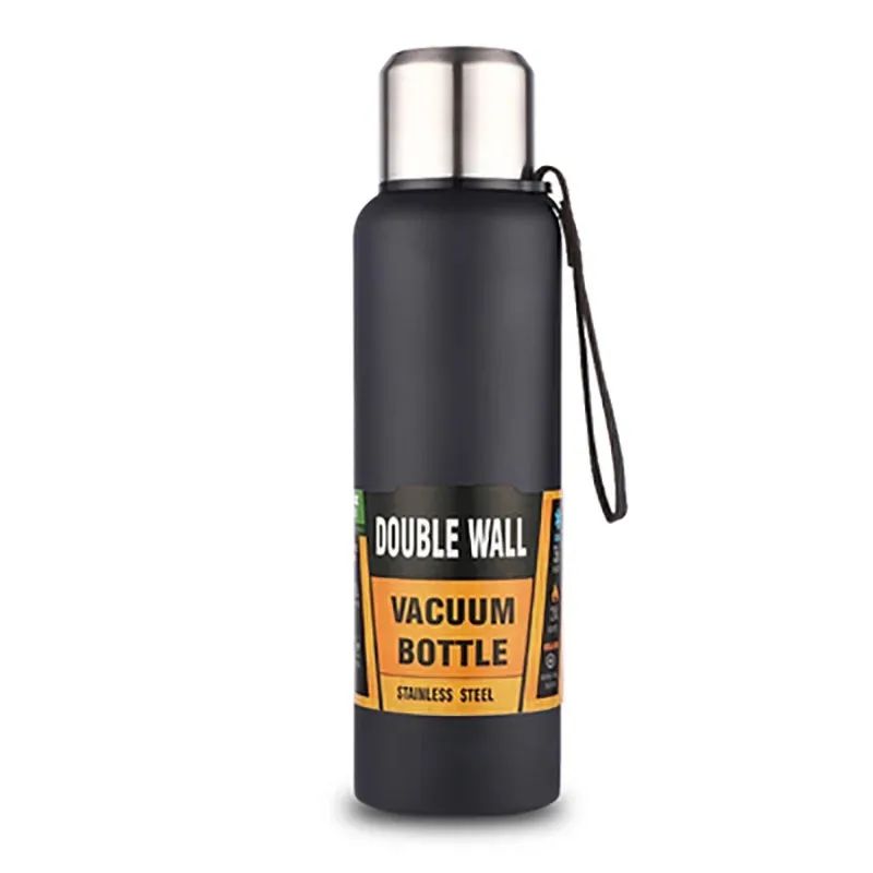 Stainless Steel Vacuum Thermos Bottle with Strainer – Large Capacity Insulated Tumbler with Carry Rope