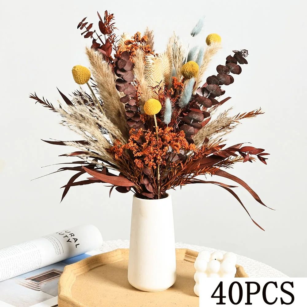 Preserved Eucalyptus Pampas Grass Bouquet Boho Dried Flower Arrangement Decor