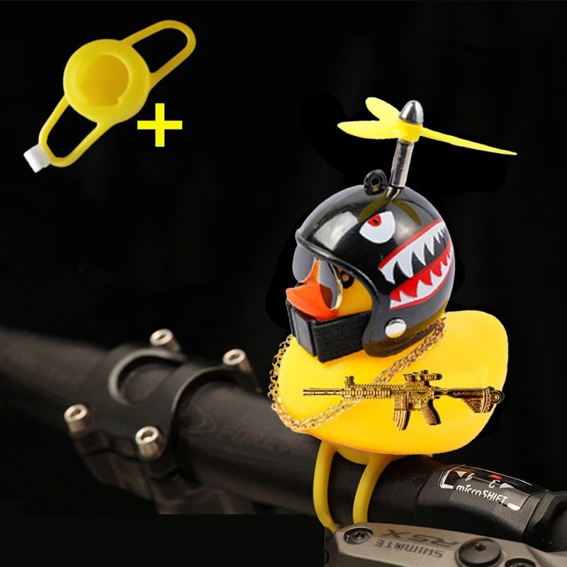 Yellow Rubber Duck Car Ornament with Helmet Propeller – Fun Dashboard Duck Decoration & Squeeze Toy