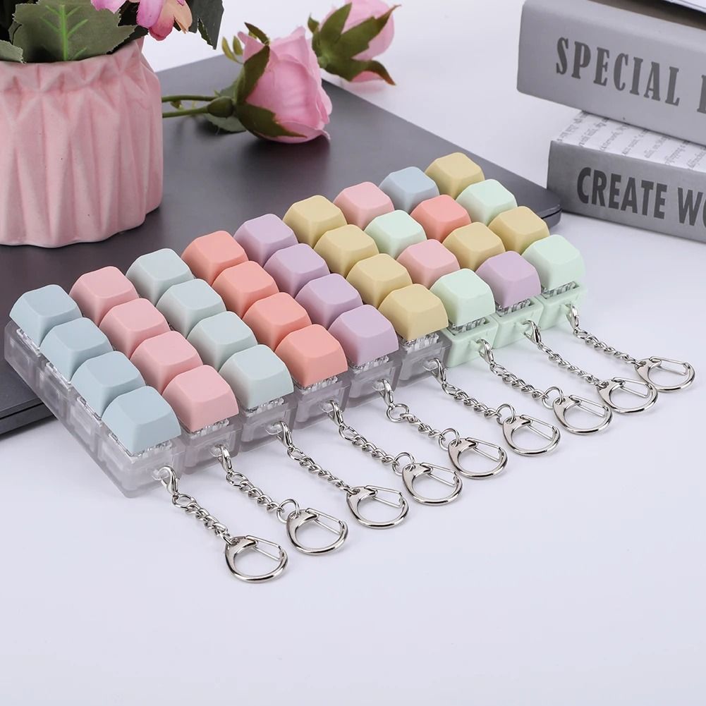 Button Keycap Fidget Keychain Toy Decompression Keyboard