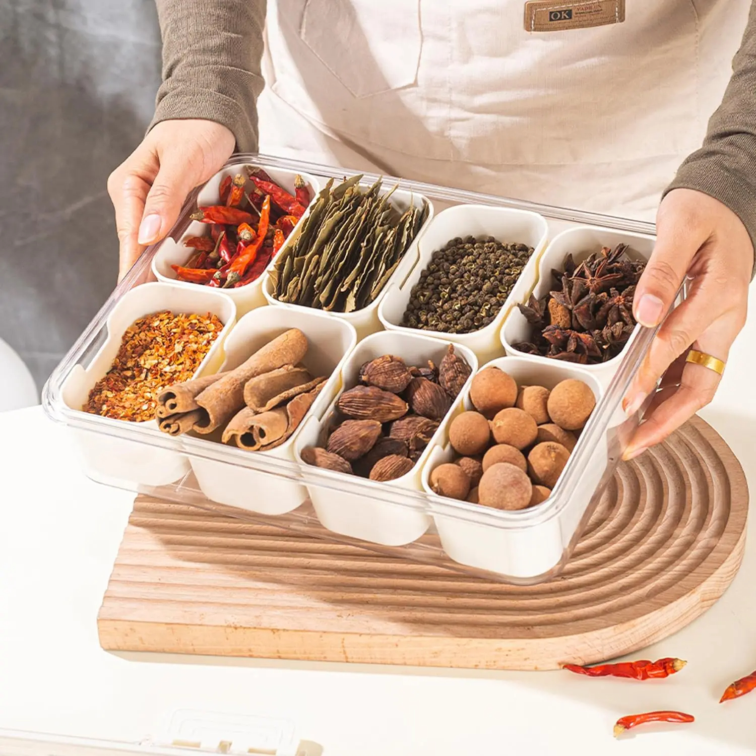 8 Compartments divided serving tray with Handle
