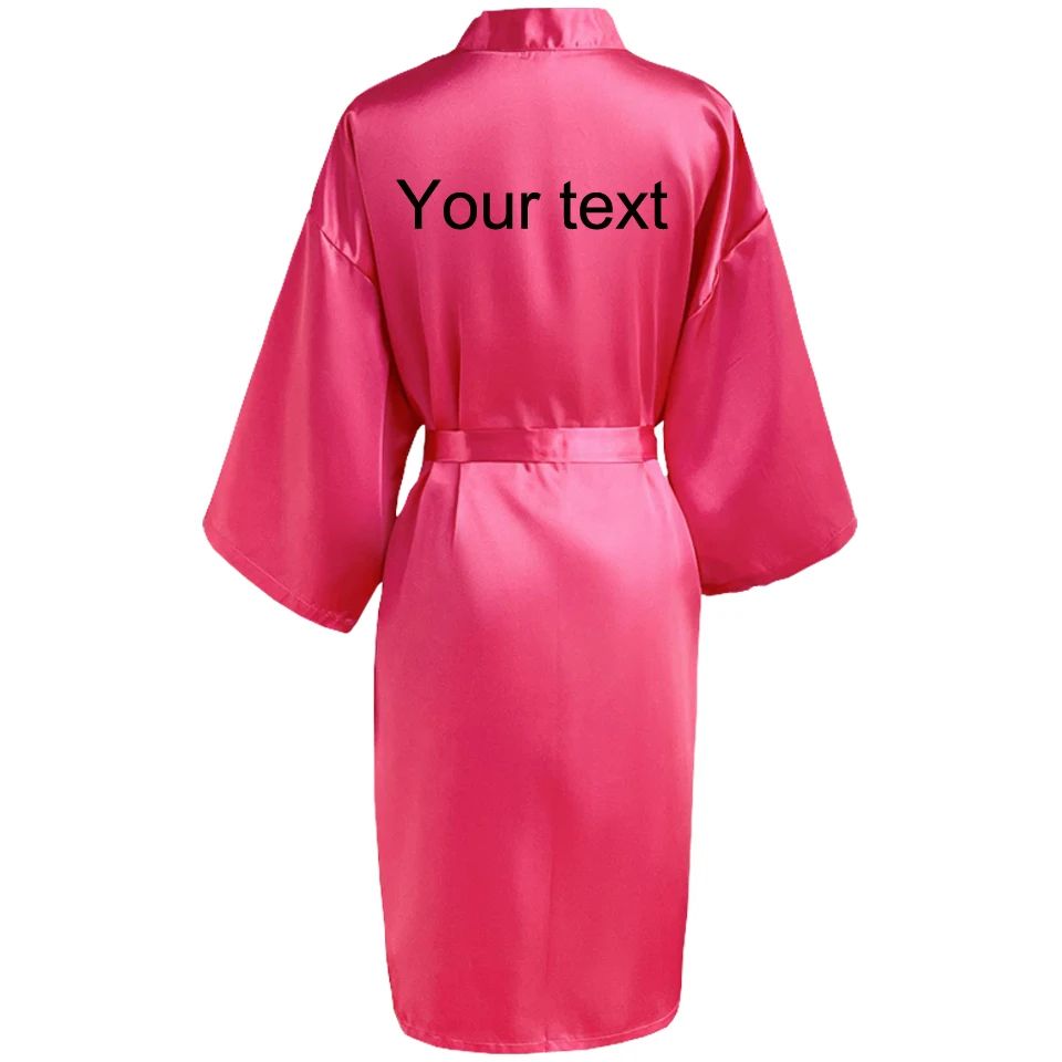 Personalized Faux Silk Bridal Robe with Custom Name & Date – Elegant Bride & Bridesmaid Getting Ready Robe