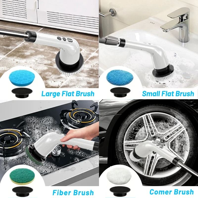 Electric Spin Scrubber Cleaning Brush with Adjustable Handle