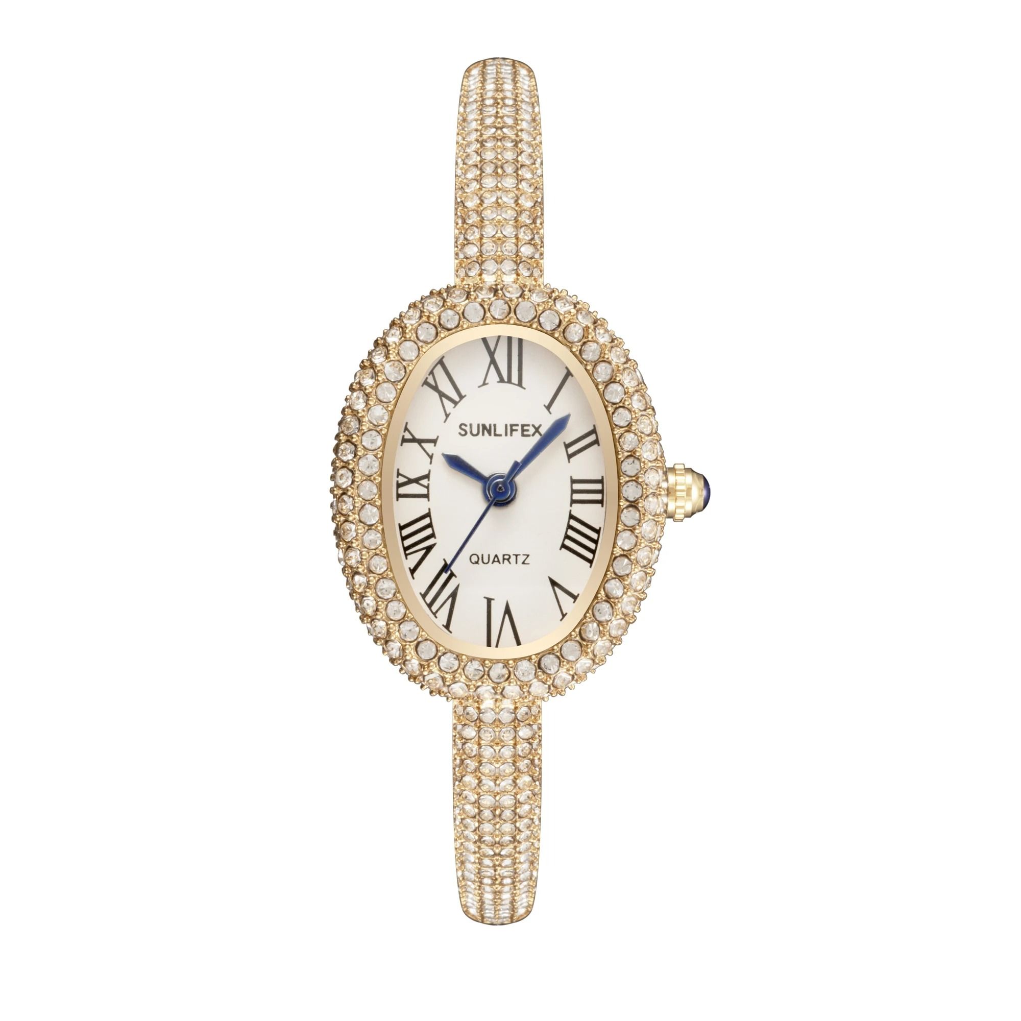 Elegant Roman Numeral Oval Bracelet Watch