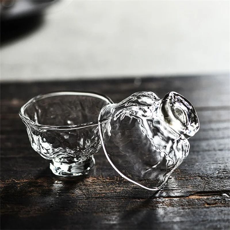 Japanese Hammer Pattern Glass Tea Cup Set 60ml Kung Fu Tea Accessories
