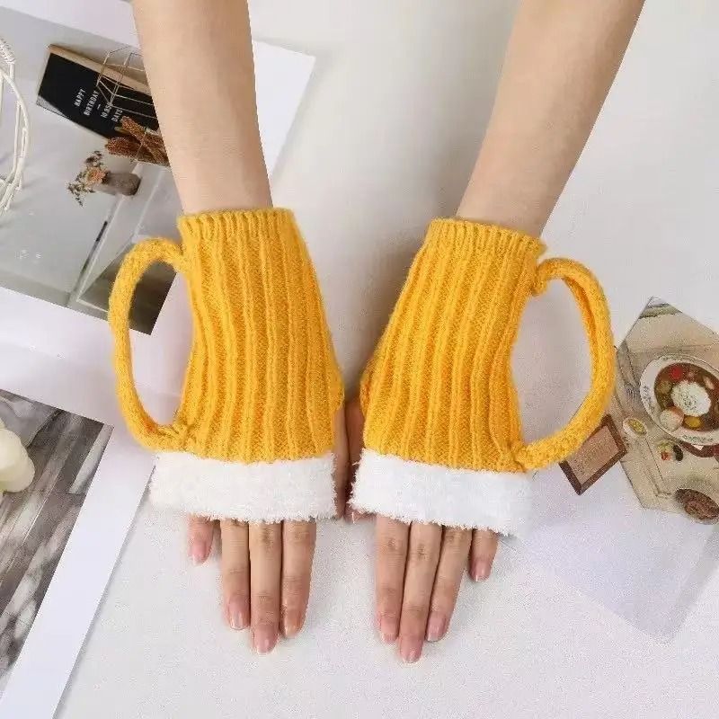 3D Beer Mug Knitted Socks Warm Padded Mid Calf Winter Sleep Socks