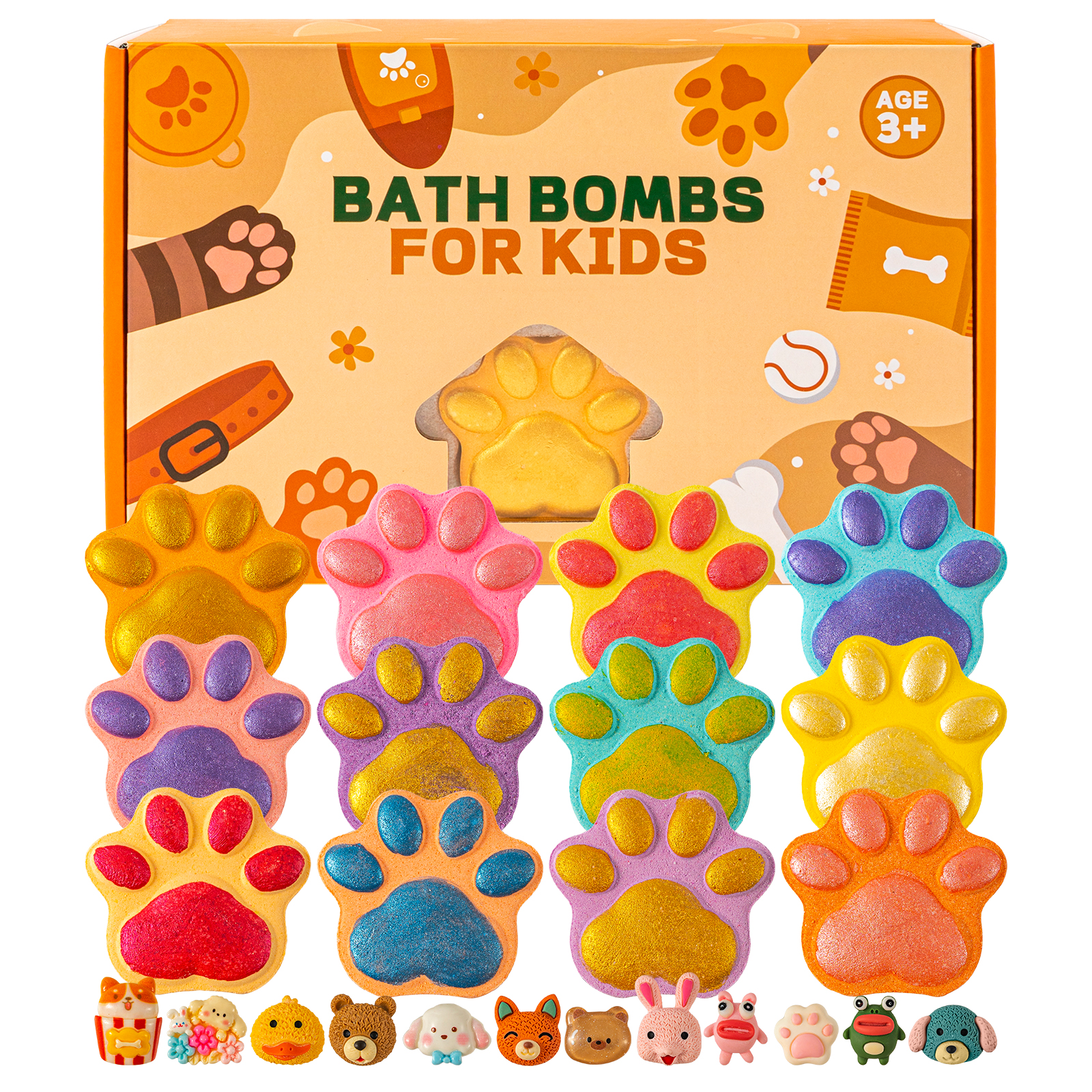 Kids Bubble Bath Bath Bombs with Surprise Toys Inside Paw Bath Bombs Gift Set Bubble Bath Kit for Fun