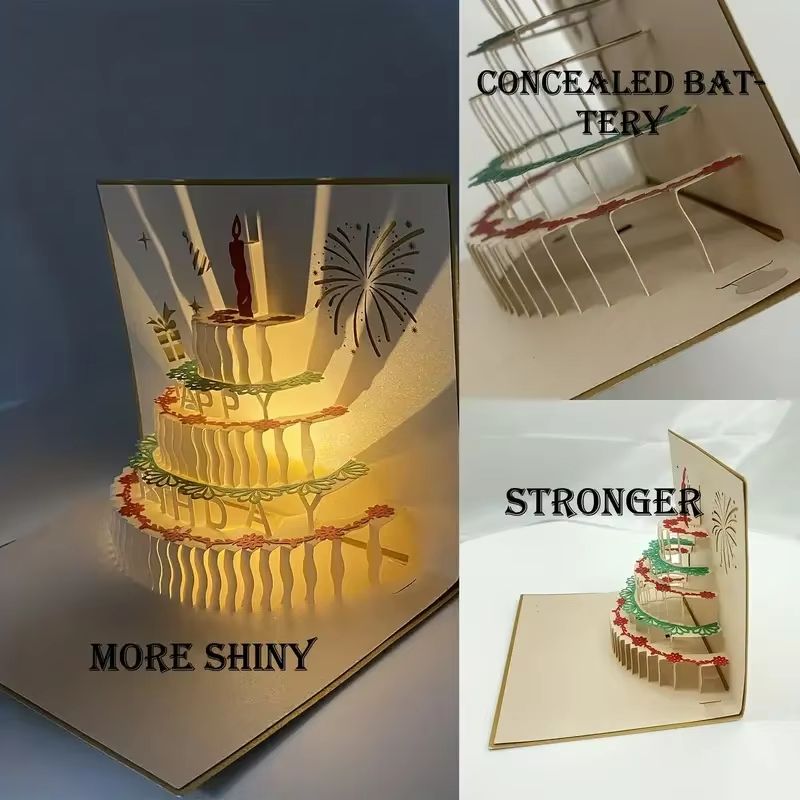 3D Pop-Up Musical Greeting Card – Birthday & Wedding LED Gift Card with Envelope