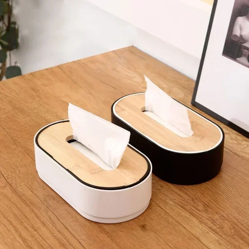 Bamboo Tissue Box Cover Elegant Napkin Holder Tissue Storage Case