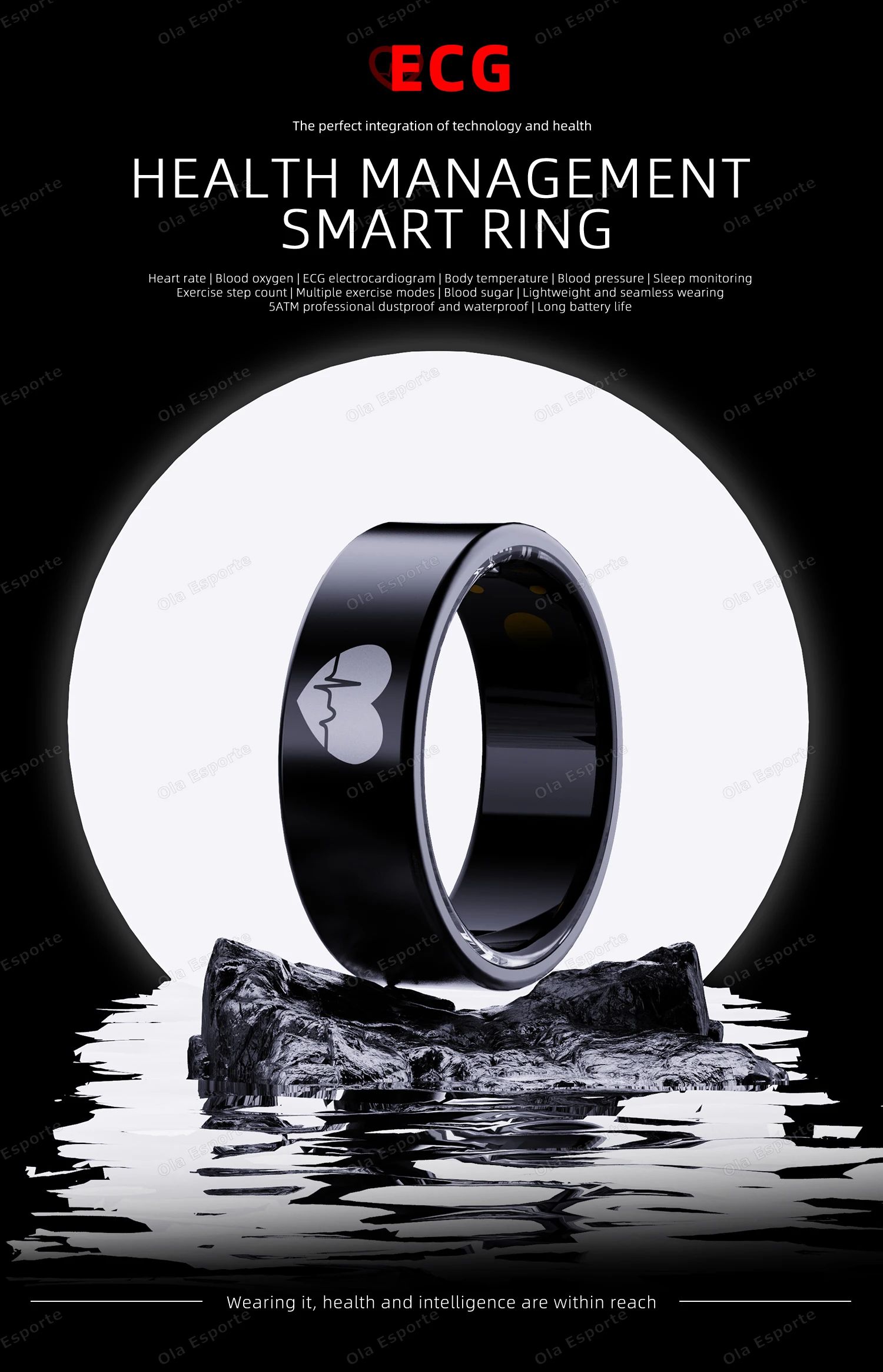 R30 Smart Health Ring ECG Heart Rate Blood Pressure Sleep Tracker