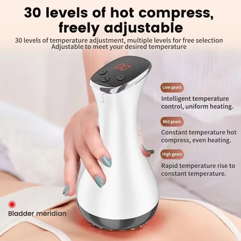 Electric Meridian Gua Sha Body Massager with Microcurrent, Vibrate & Hot Compress Therapy