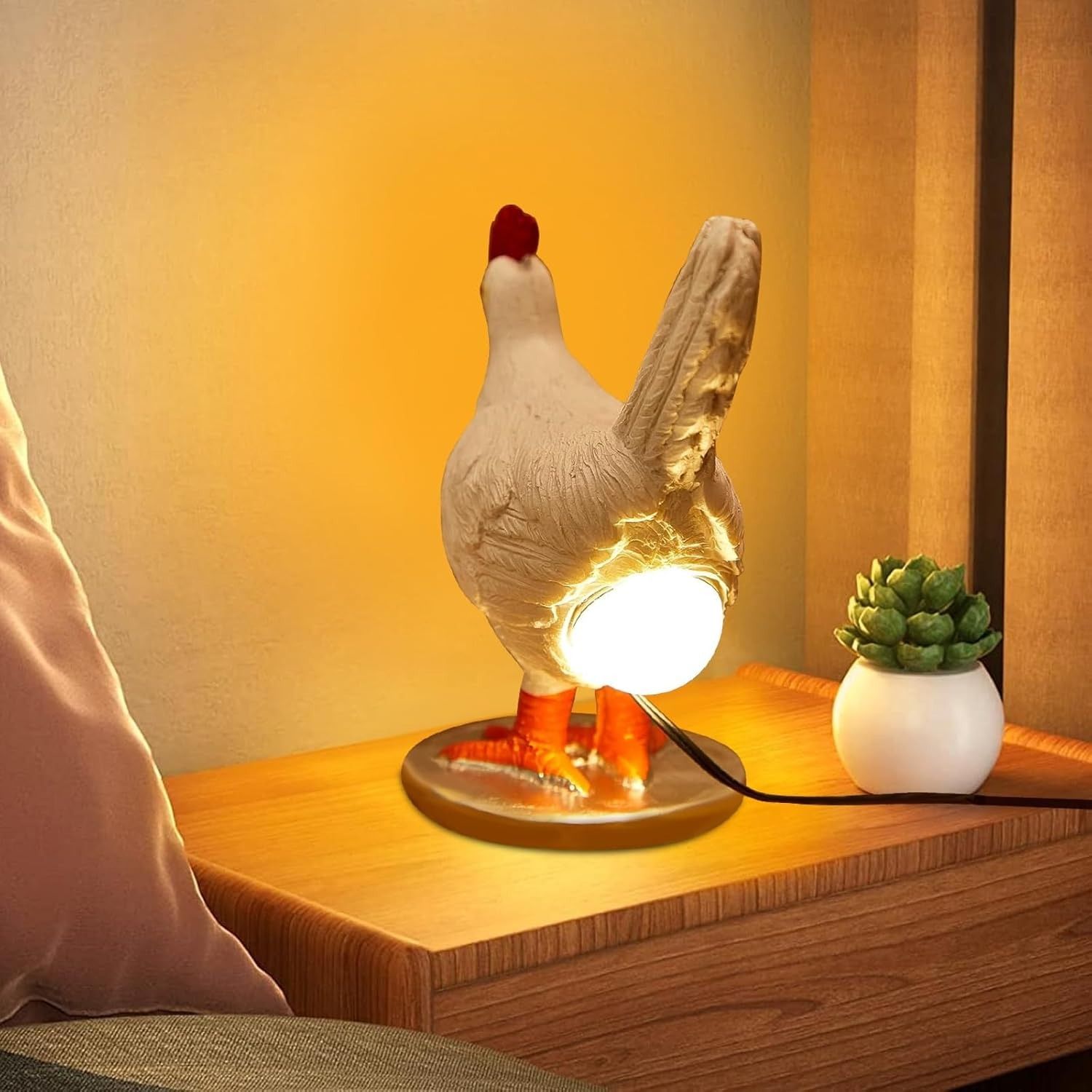 Funny Chicken Egg Lamp, LED Egg Night Light, Realistic Home Decor & Unique Gift for Adults