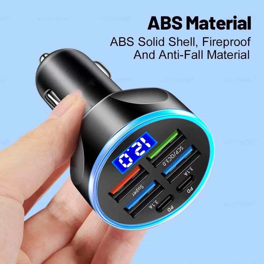 High Power Car Charger with Digital Display PD and QC 3.0 Fast Charge