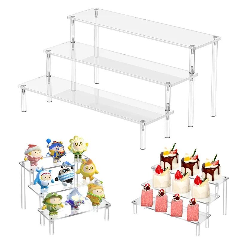 Multi Layer Acrylic Display Stand Transparent Trapezoid Shelf