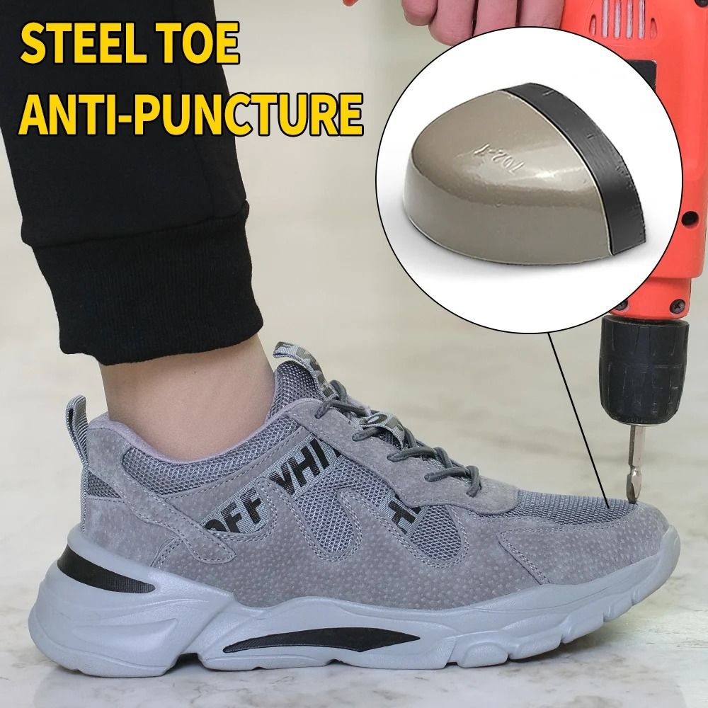 Mens Safety Work Sneakers Steel Toe Puncture Resistant Breathable