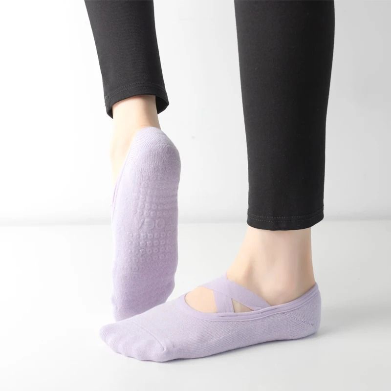 Women Breathable Towel Bottom Yoga Socks Silicone Non Slip Bandage Pilates Ladies Ballet Dance Socks