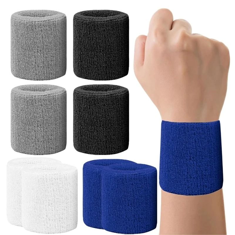 Breathable Cotton Wrist Sweatbands Set for Tennis Football Basketball Running Gym