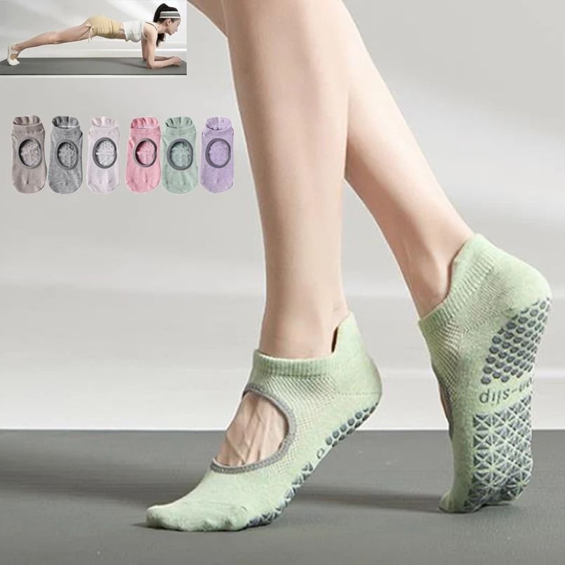 Women Hollow Out Pilates Socks with Silicone Anti-Slip Grip for Yoga and Fitness