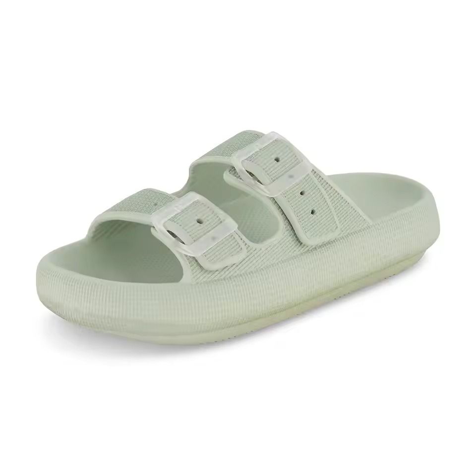 Womens Soft Platform Cloud Slides with Double Buckle