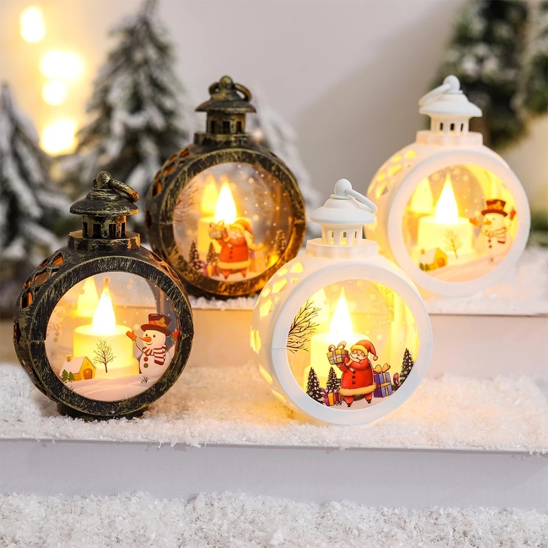 Christmas Round Wind Light Merry, Christmas Decoration for Home Ornaments, Xmas Gift New Year Holiday Decor Lamp