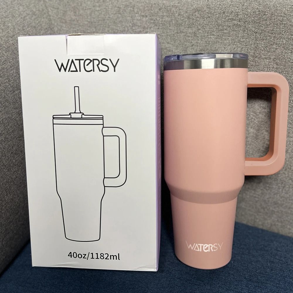 Insulated Stainless Steel Tumbler with Handle and Straw, Large Capacity