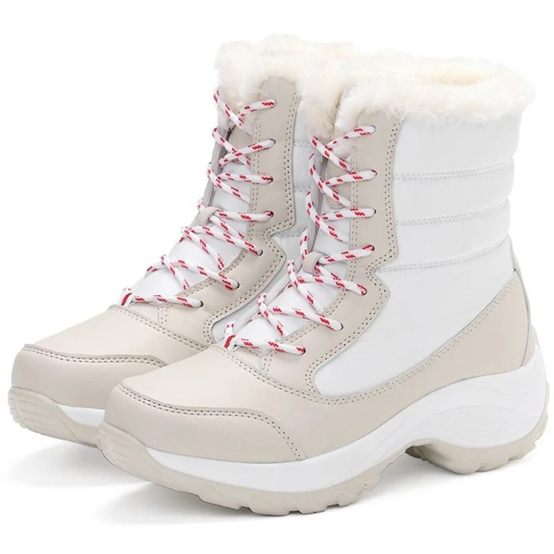 Womens Winter Ankle Boots Lightweight Platform Snow Boots with Heels Warm Botines