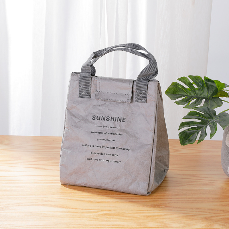 Reusable Insulated Lunch Bag Waterproof Paper-Style Tote with Aluminum Foil Thermal Lining