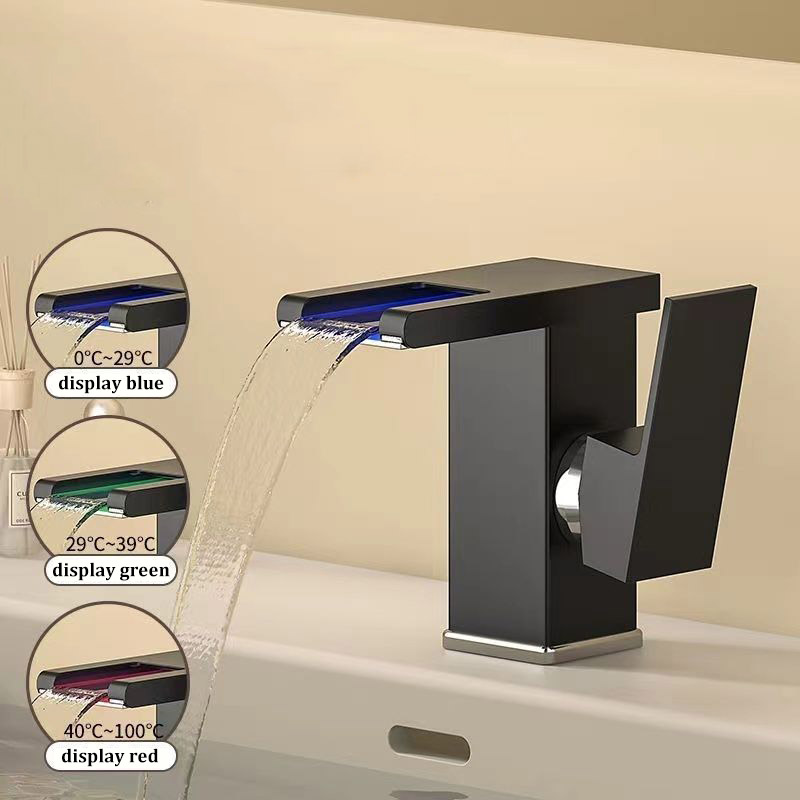 Luminous Waterfall Faucet All-copper LED Light Hot and Cold Basin Faucet