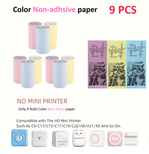 Kids Instant Camera Thermal Paper Refill Rolls, BPA-Free 57by25mm (White, Non-Adhesive)