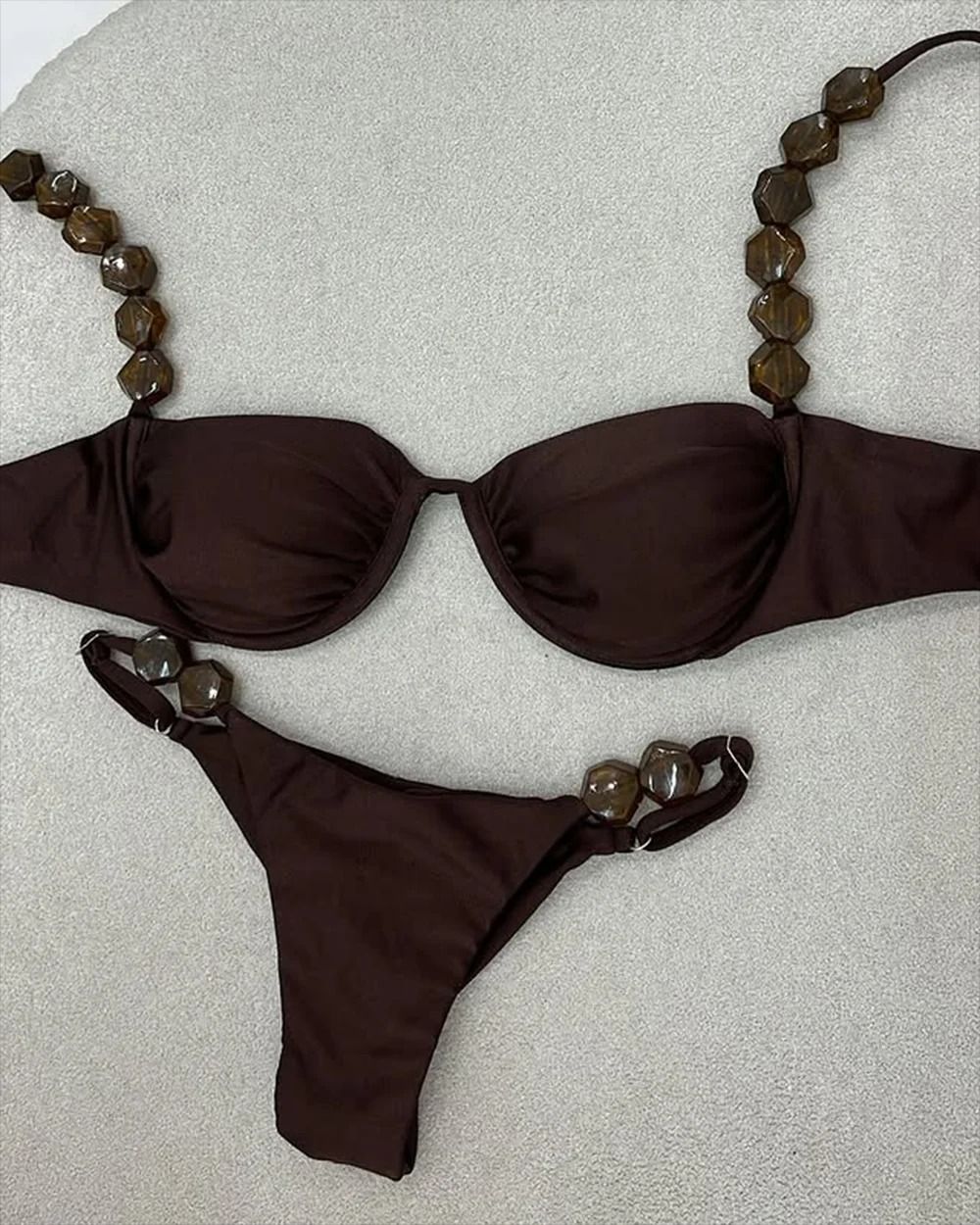 Golden Print High-Waist Bikini Set – Push-Up Luxury Swimwear