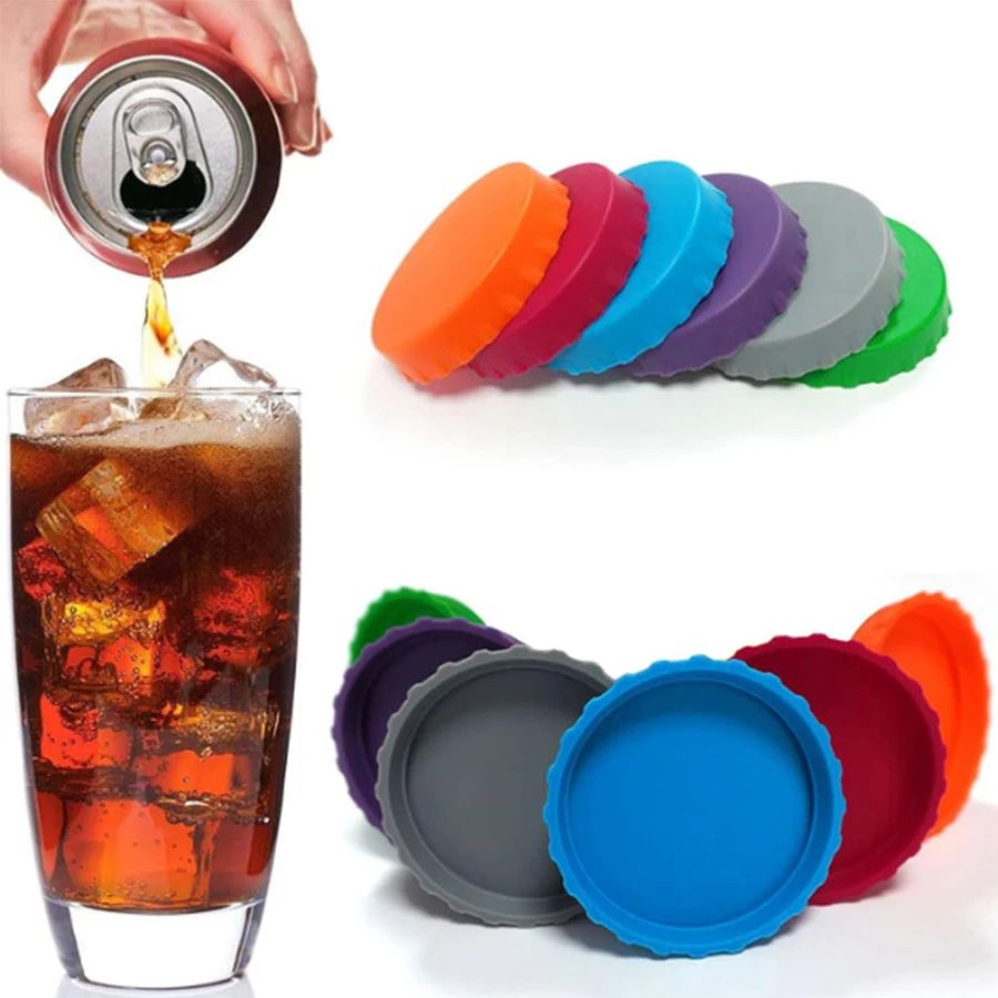 6Pcs Reusable Silicone Can Lids – Leak-Proof Soda & Beer Sealing Caps