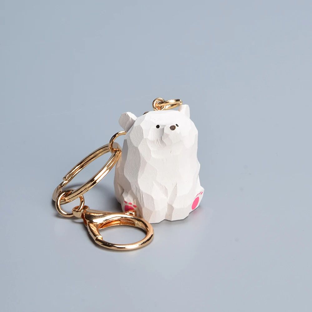 Cute Wooden Bear Keychain Cartoon Pendant