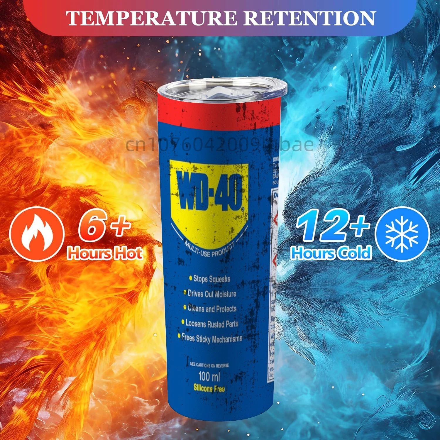 WD40 Mechanic Stainless Steel Vacuum Insulated Tumbler – Double Wall Coffee Mug with Lid & Straws