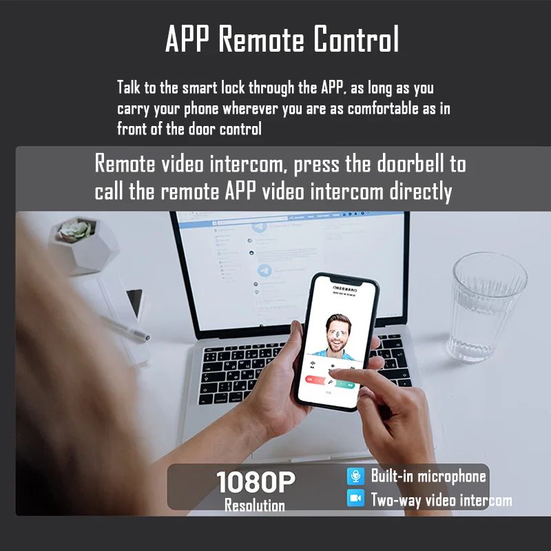 Tuya Wi-Fi Face Recognition Door Lock with Camera & Video Intercom - Smart Home Security Lock