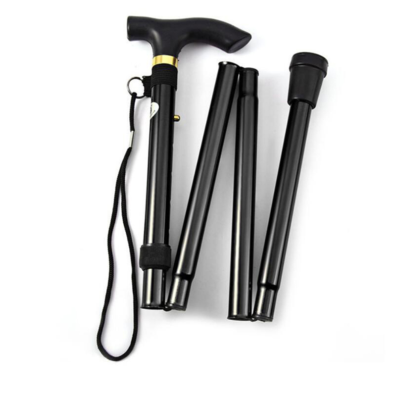 Aluminum Alloy Hiking Stick Telescopic Crutches for Elderly, Metal Folding Pole